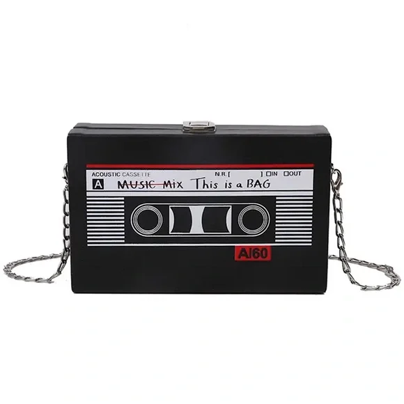 NWT Bloggers Favorite black faux-leather mix tape crossbody bag new with tags - Picture 2 of 4